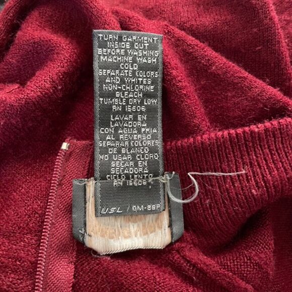Maroon Mock‎ Neck Sweater LARGE Petite Vintage VTG Designers Originals Deep Red - Picture 5 of 6